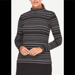 Loft Women's Black/Shimmer Ribbed Turtleneck Top/L